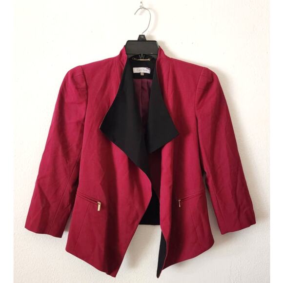 Calvin Klein Rose Open Front Blazer in Beet Combo - Picture 1 of 7